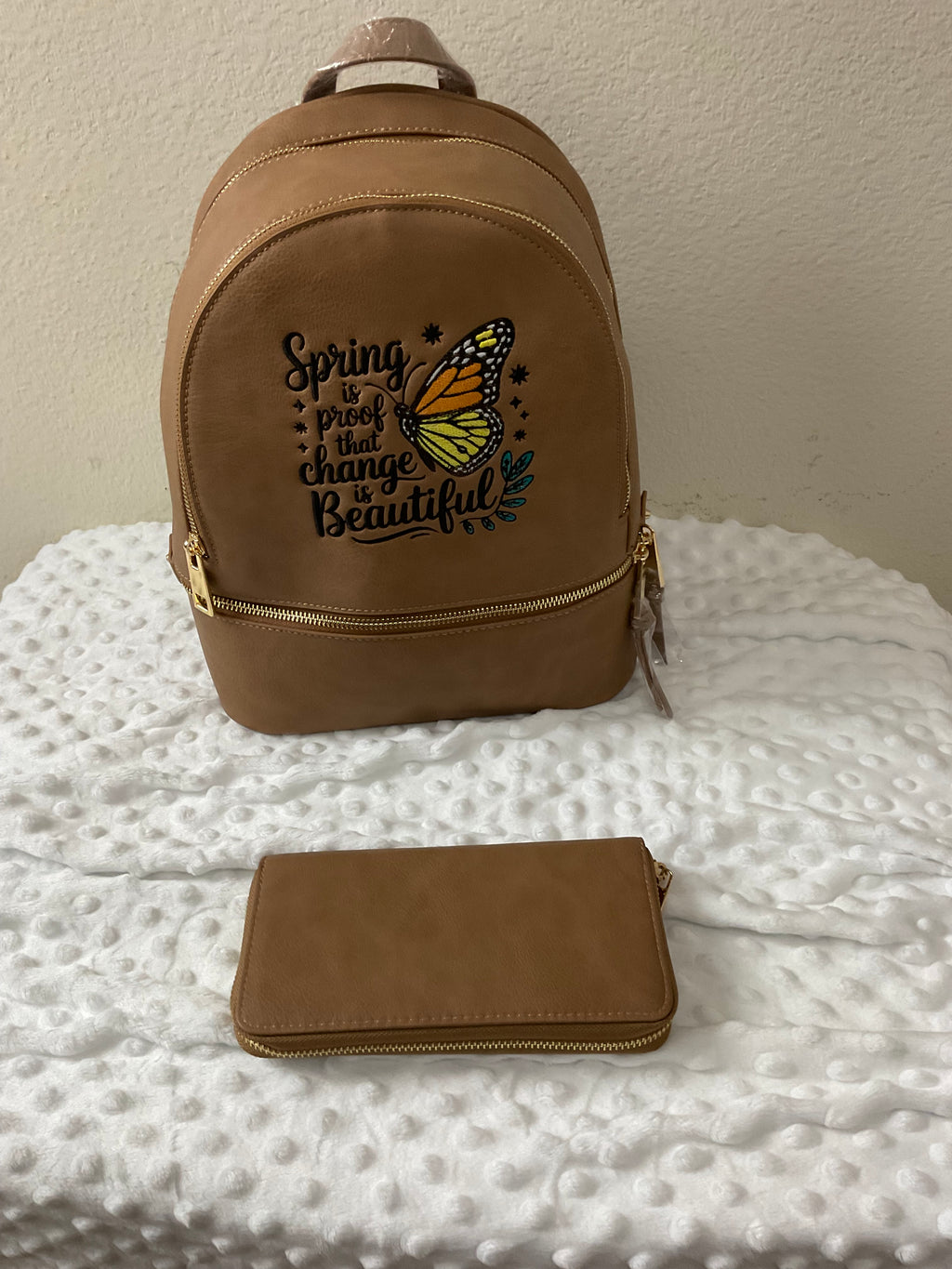 Spring is Proof That Change is Beautiful — Embroidered Backpack & Wallet Se