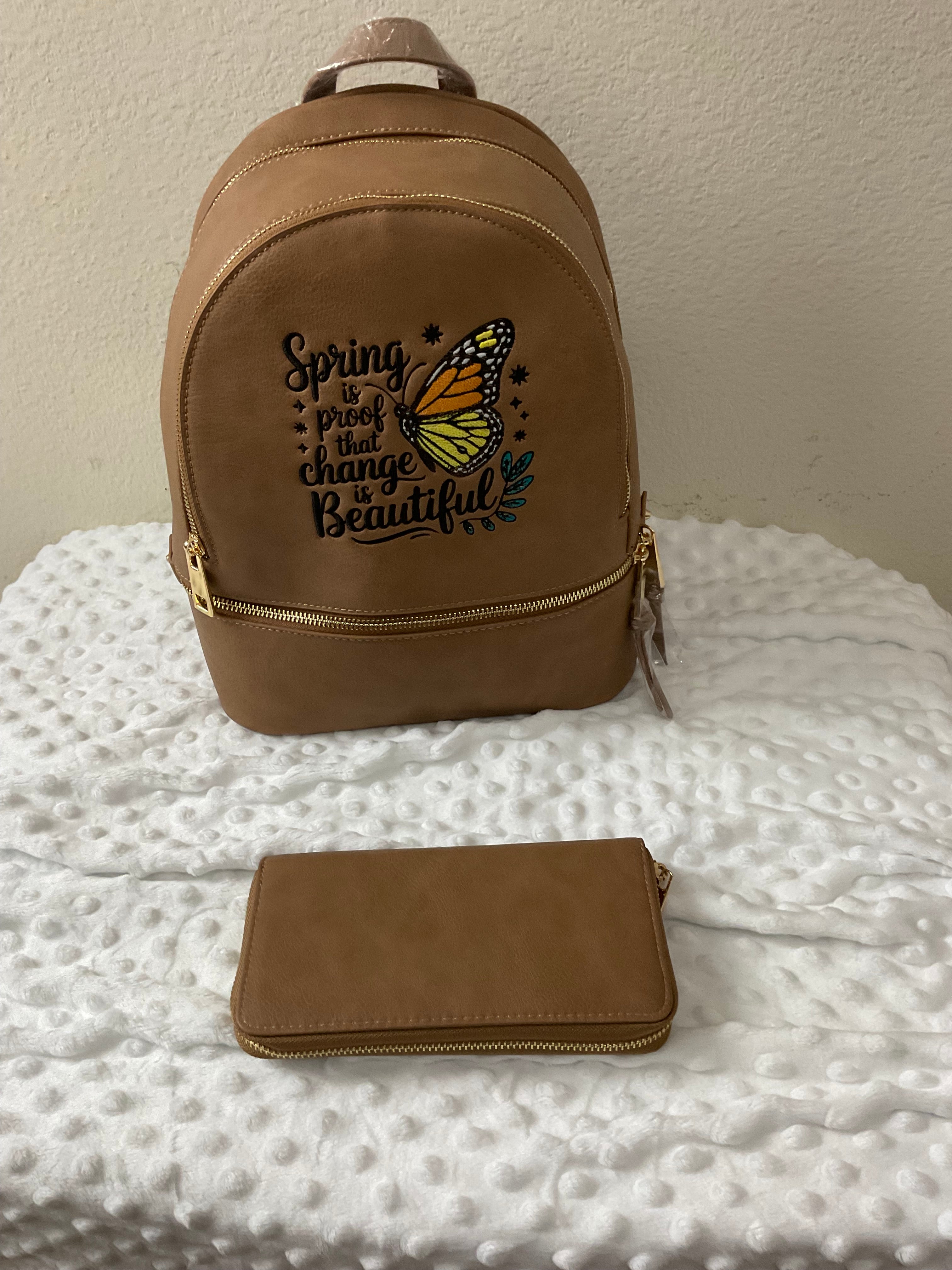 Spring is Proof That Change is Beautiful — Embroidered Backpack & Wallet Se