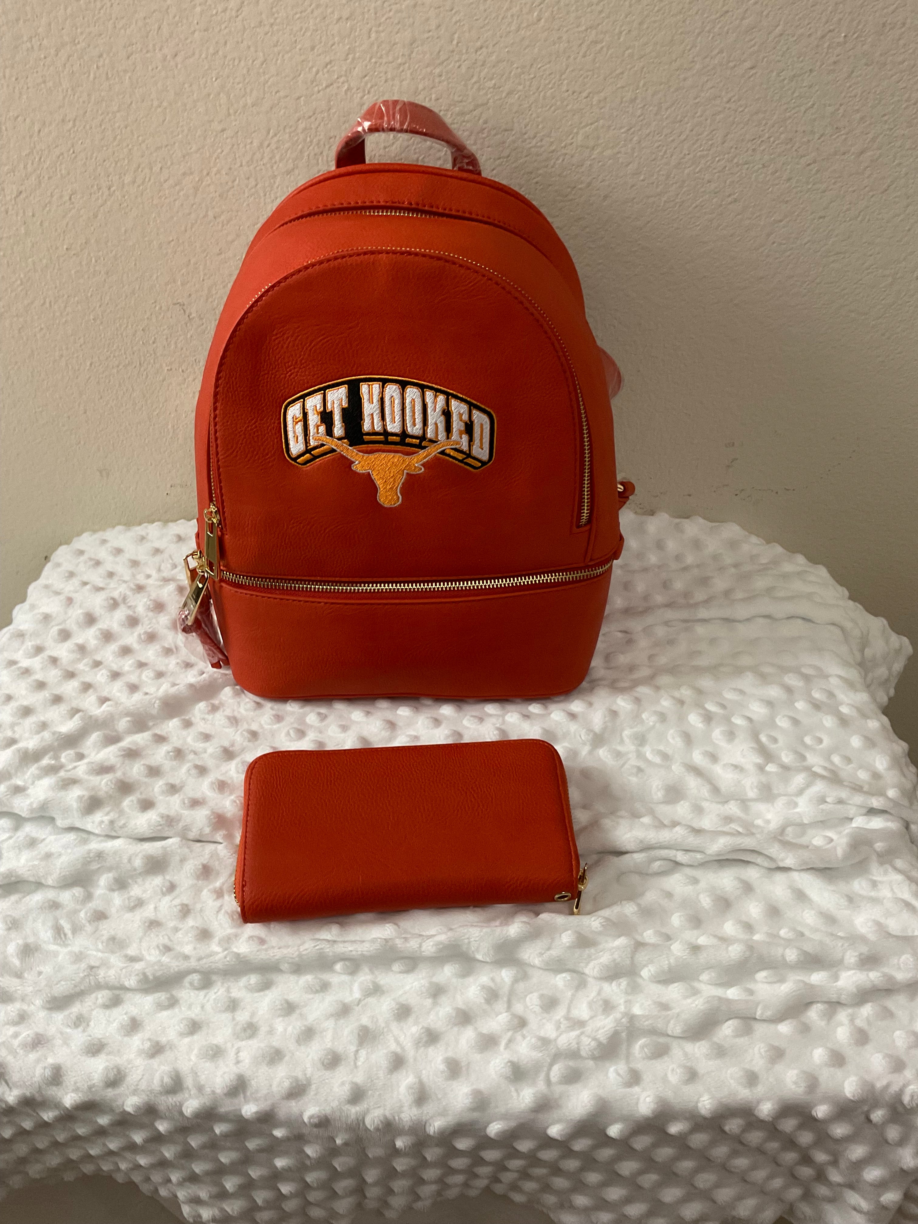 "Get Hooked" Longhorn Embroidered Backpack & Wallet Set