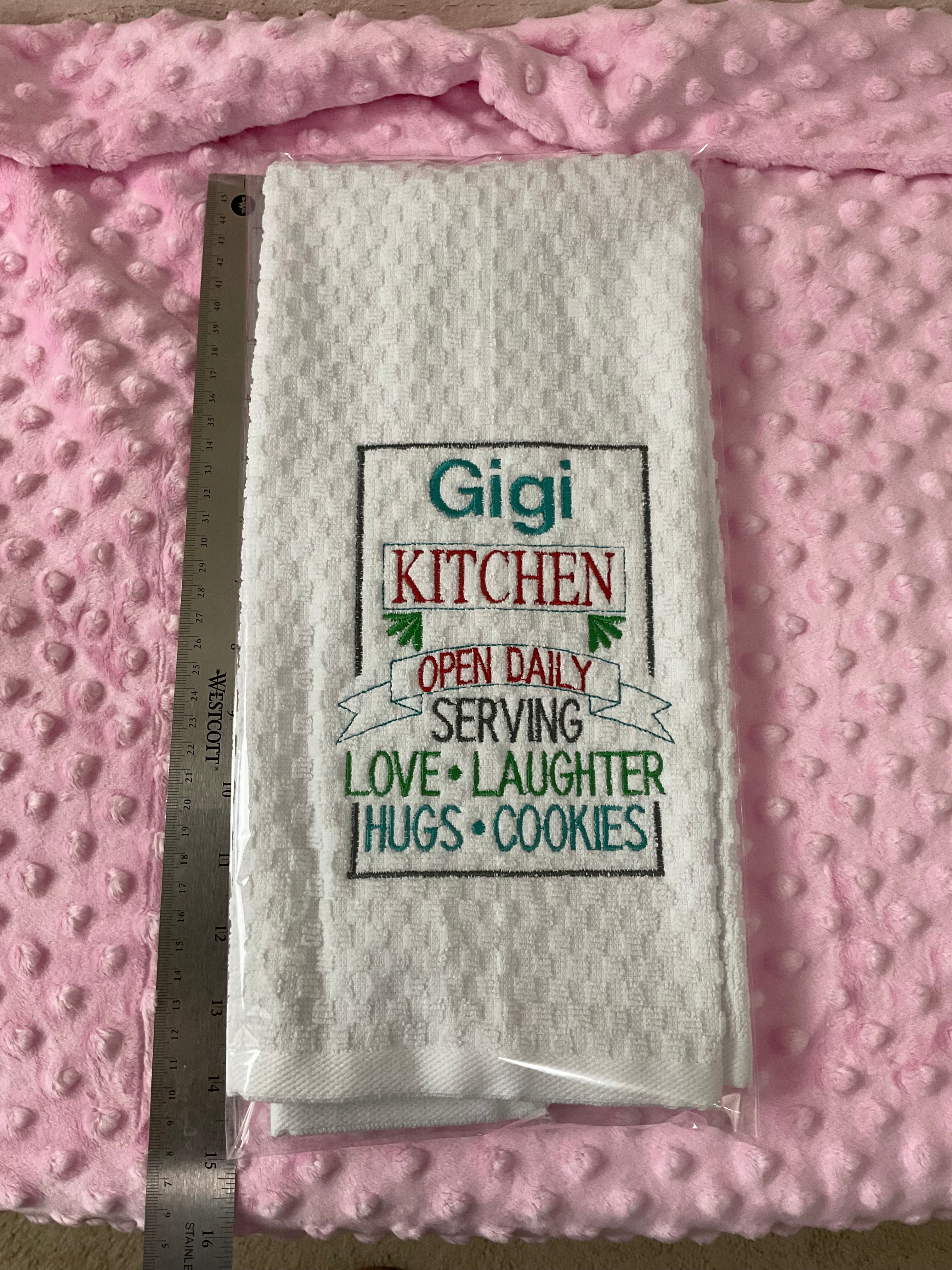 "Gigi's Kitchen" Embroidered Kitchen Towel