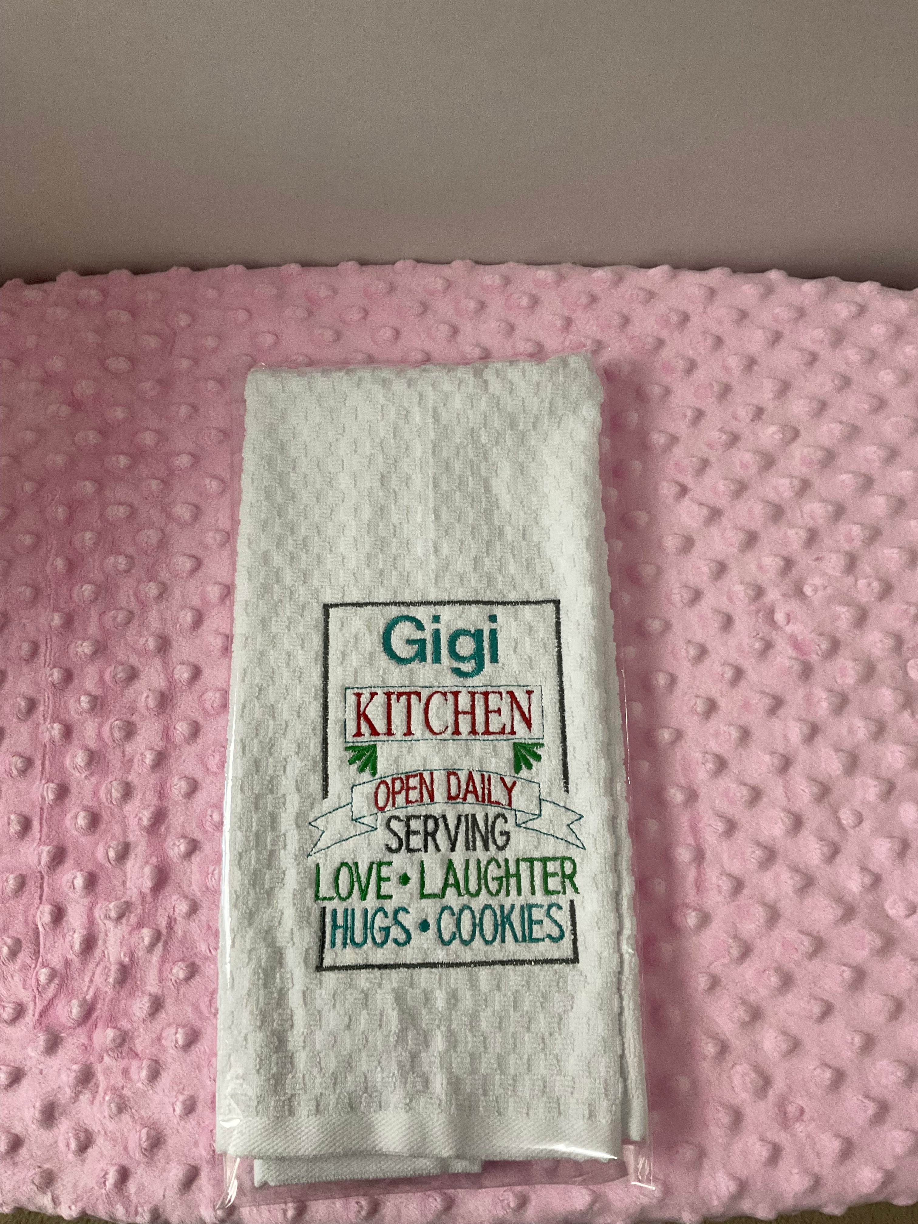 "Gigi's Kitchen" Embroidered Kitchen Towel
