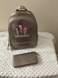 Huntrx  Girls Embroidered Backpack & Wallet Set — Metallic Silver