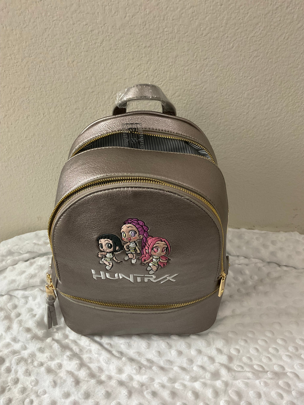 Huntrx  Girls Embroidered Backpack & Wallet Set — Metallic Silver