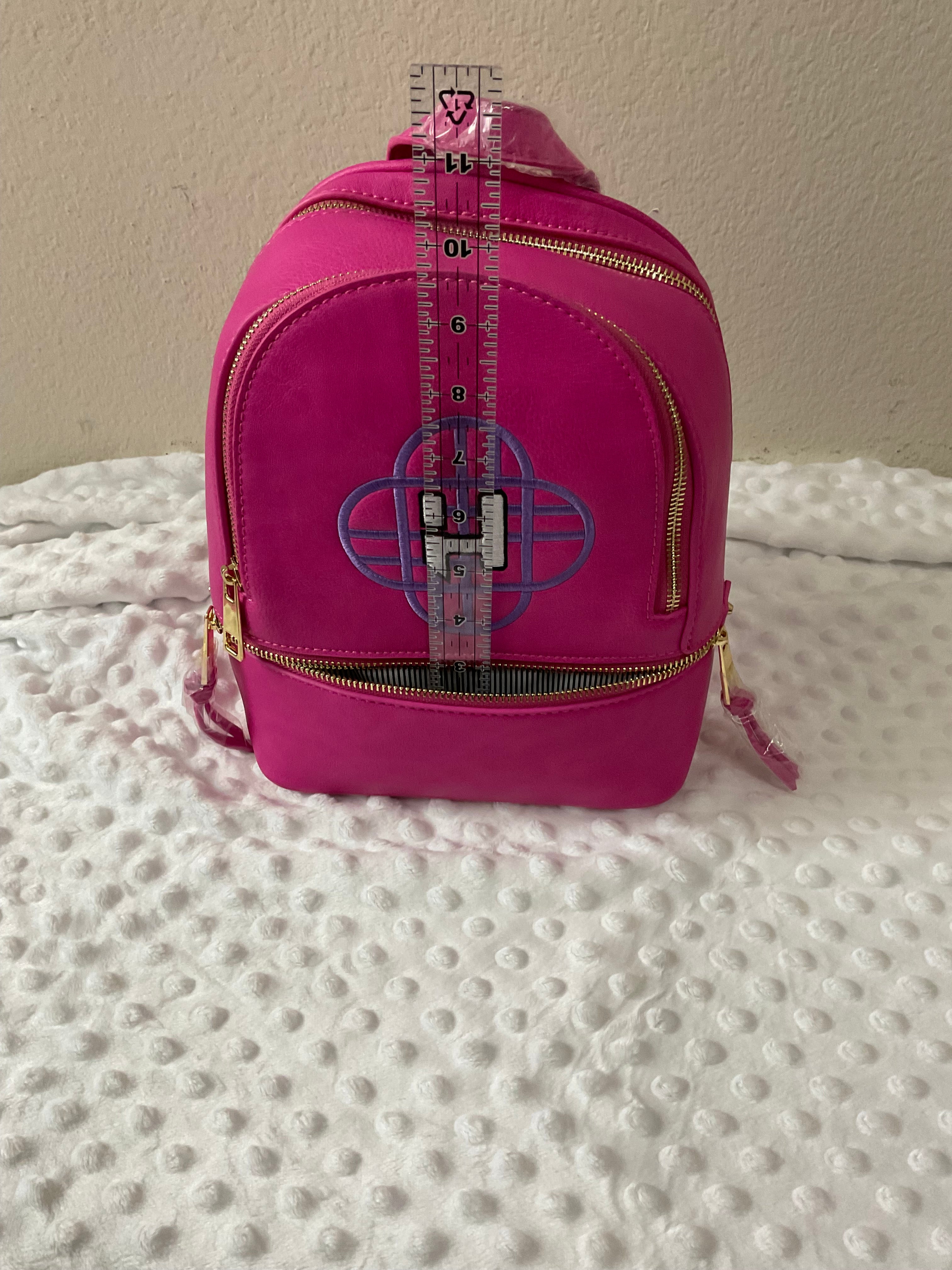 Huntrx Globe Logo Embroidered Backpack & Wallet Set — Hot Pink