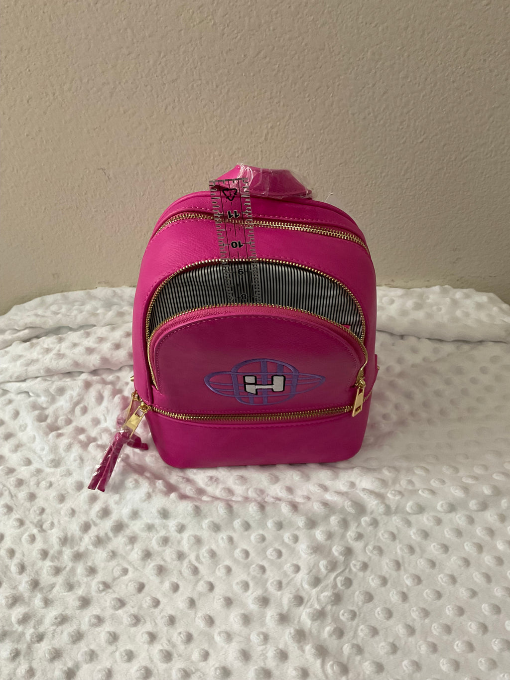 Huntrx Globe Logo Embroidered Backpack & Wallet Set — Hot Pink