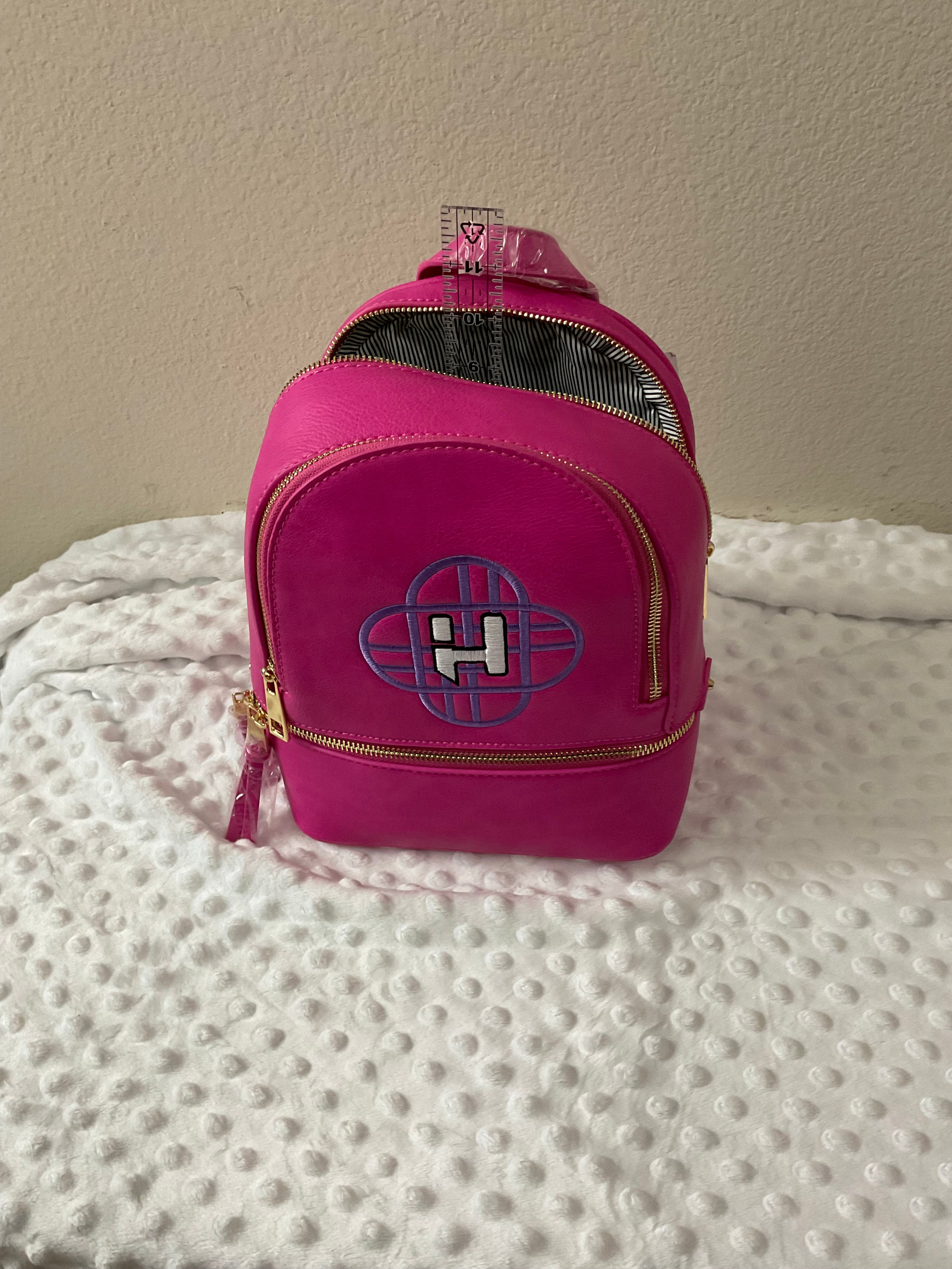 Huntrx Globe Logo Embroidered Backpack & Wallet Set — Hot Pink