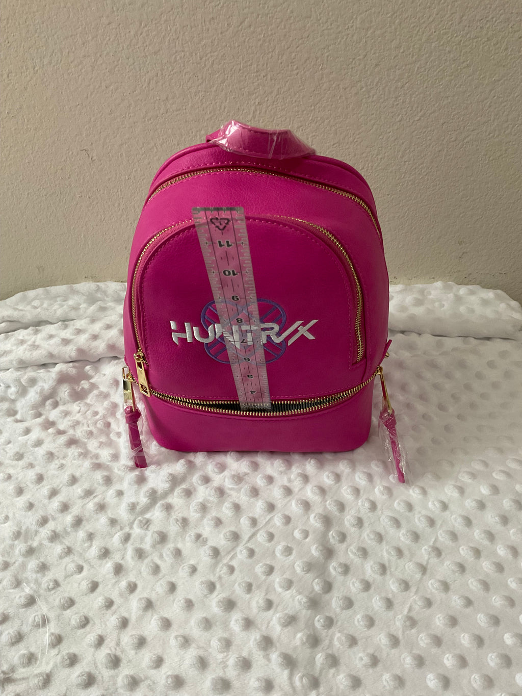 Huntrx Logo Embroidered Mini Backpack & Wallet Set — Hot Pink
