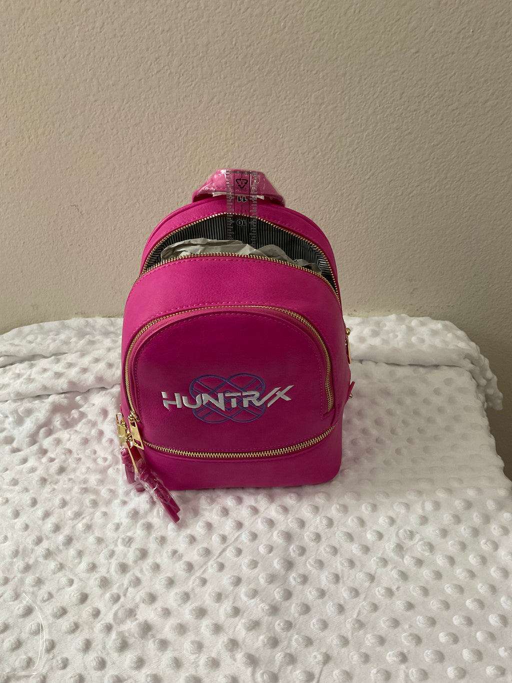 Huntrx Logo Embroidered Mini Backpack & Wallet Set — Hot Pink