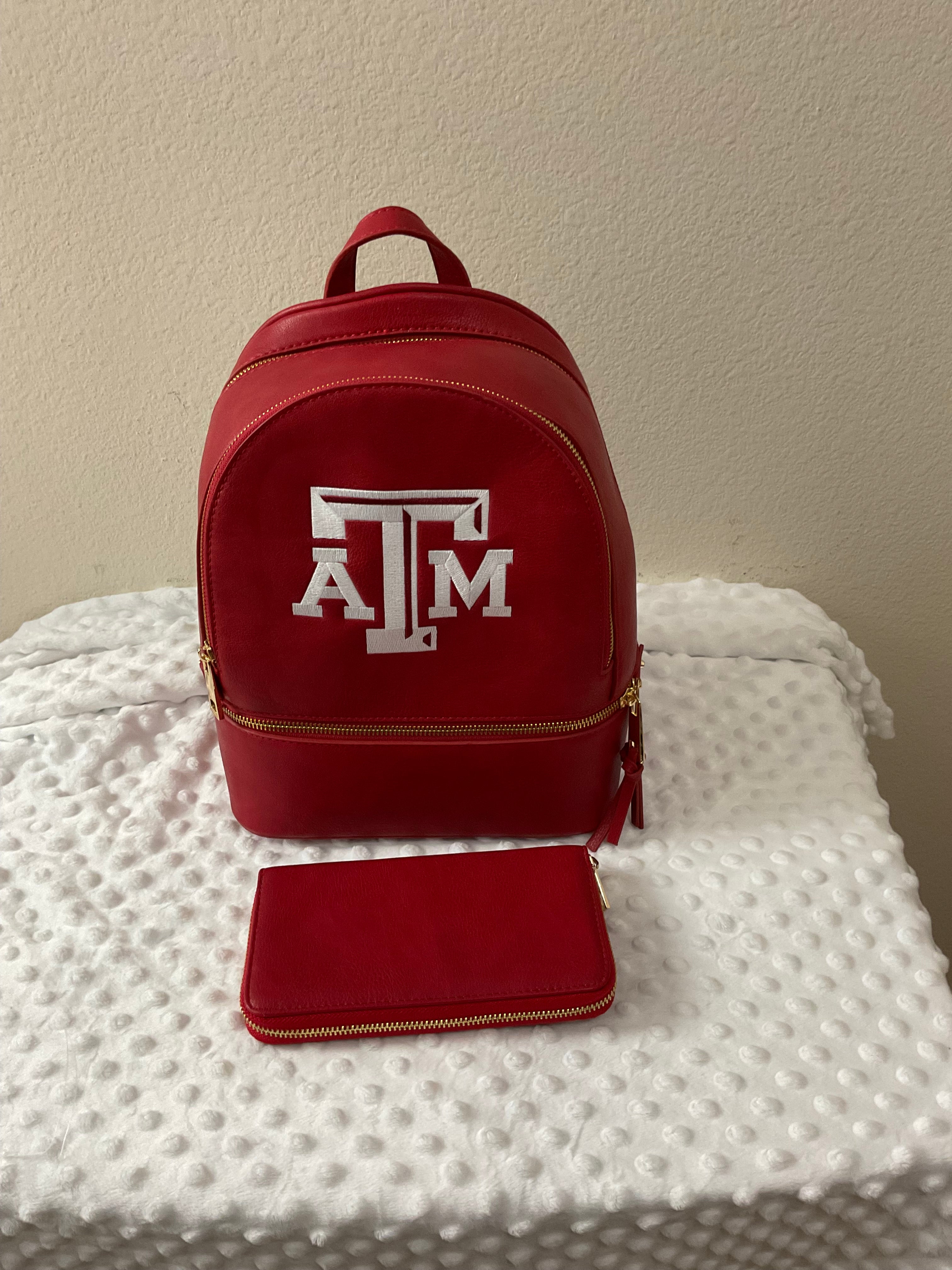 Texas A&M White Logo Backpack & Wallet Set