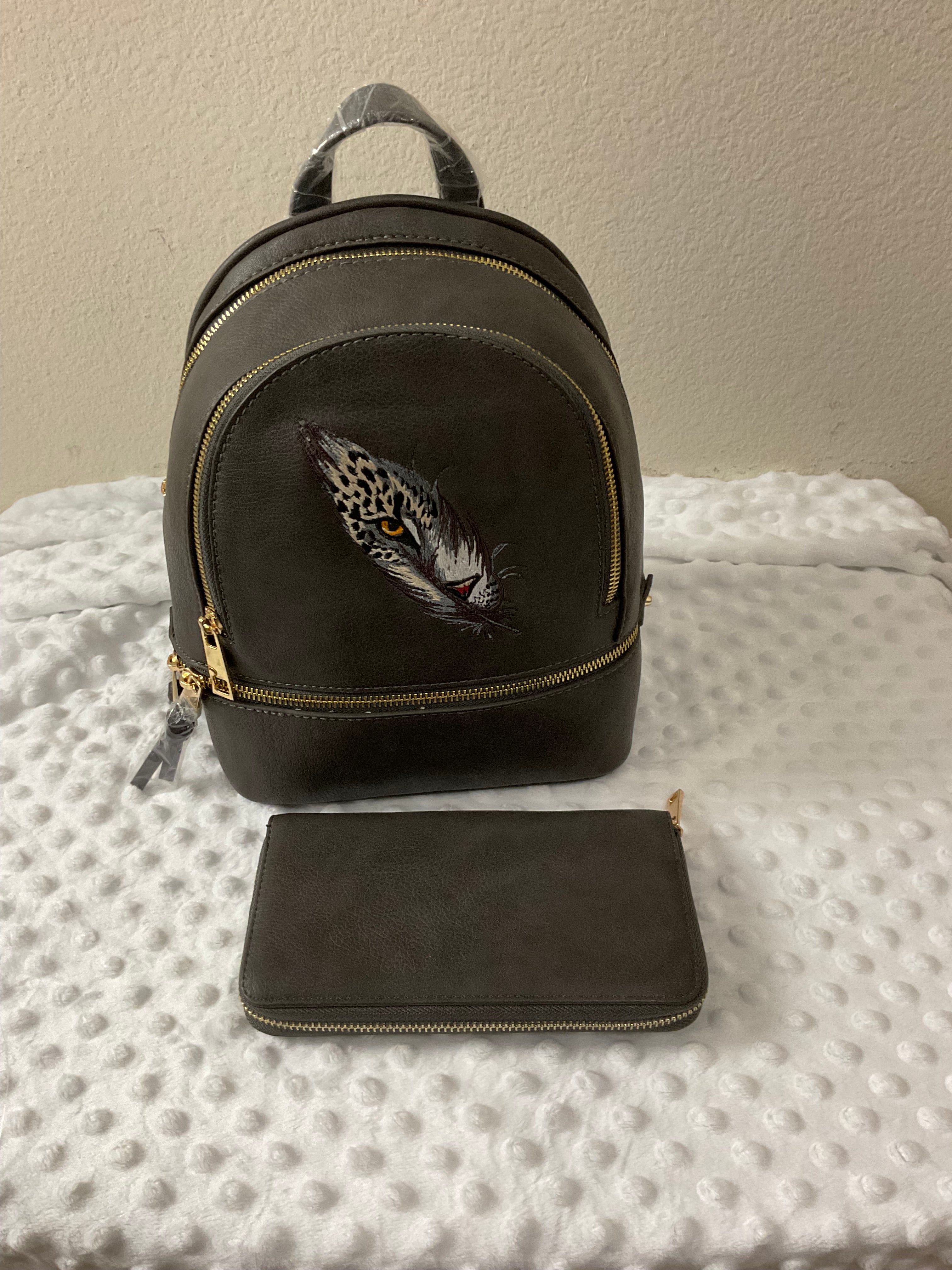 Leopard Eye Mini Backpack & Wallet Set