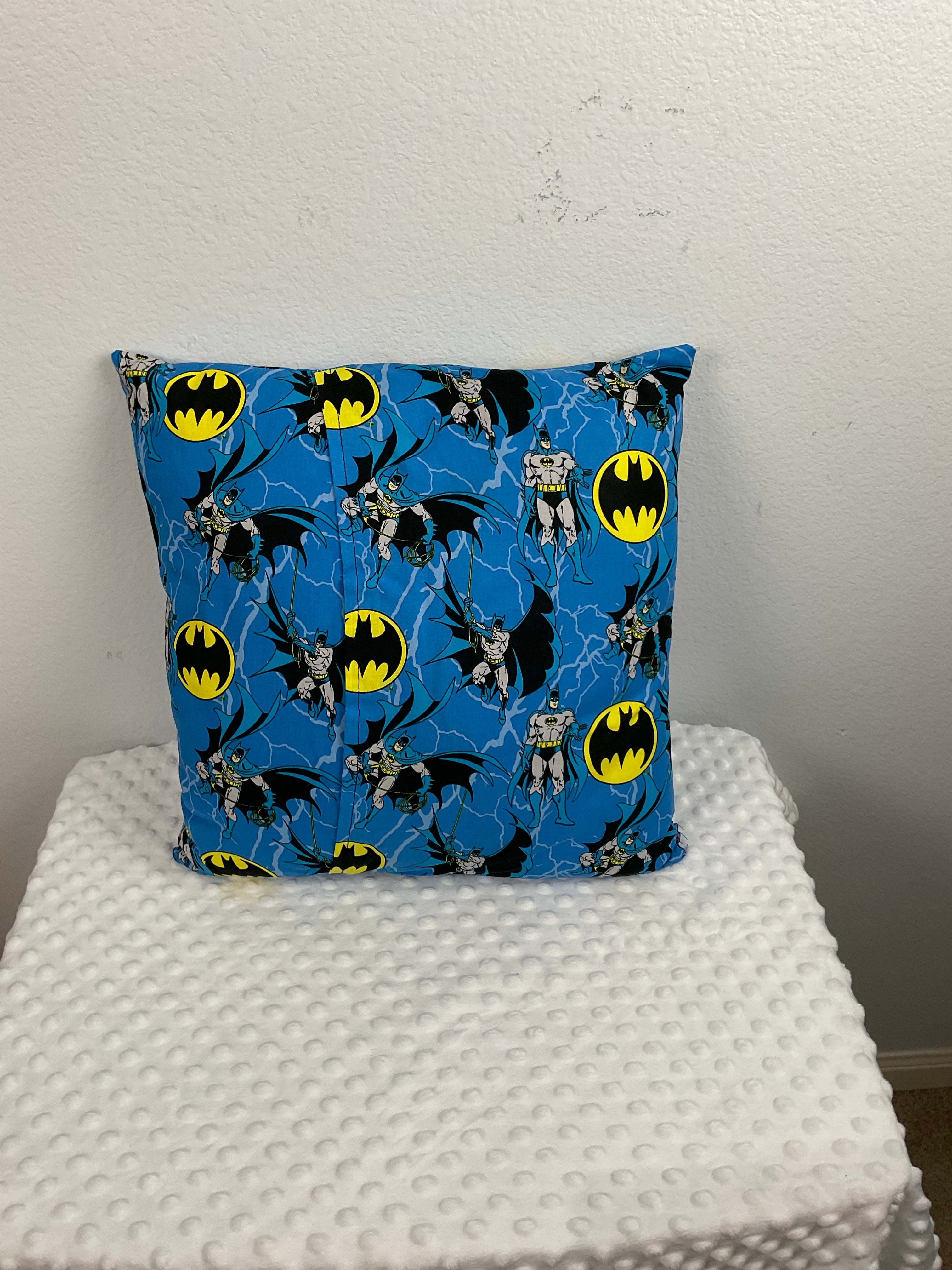 Batman Reading Pillow – Embroidered Cushion in Royal Blue