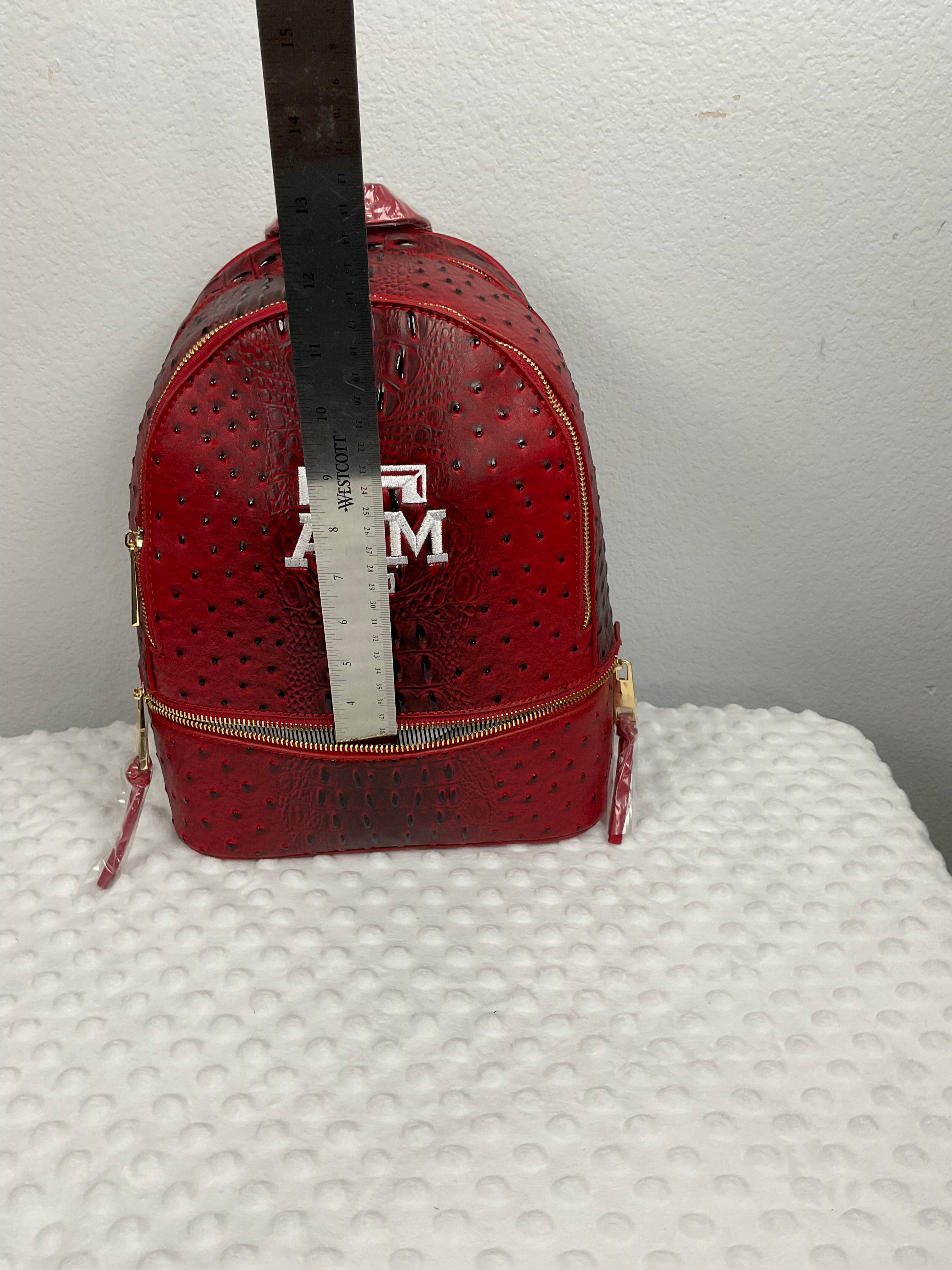 Texas A&M Aggies Mini Backpack – Maroon Ostrich & Croc Embossed