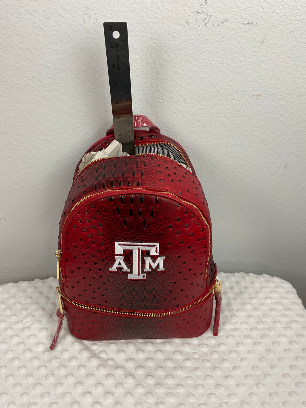 Texas A&M Aggies Mini Backpack – Maroon Ostrich & Croc Embossed