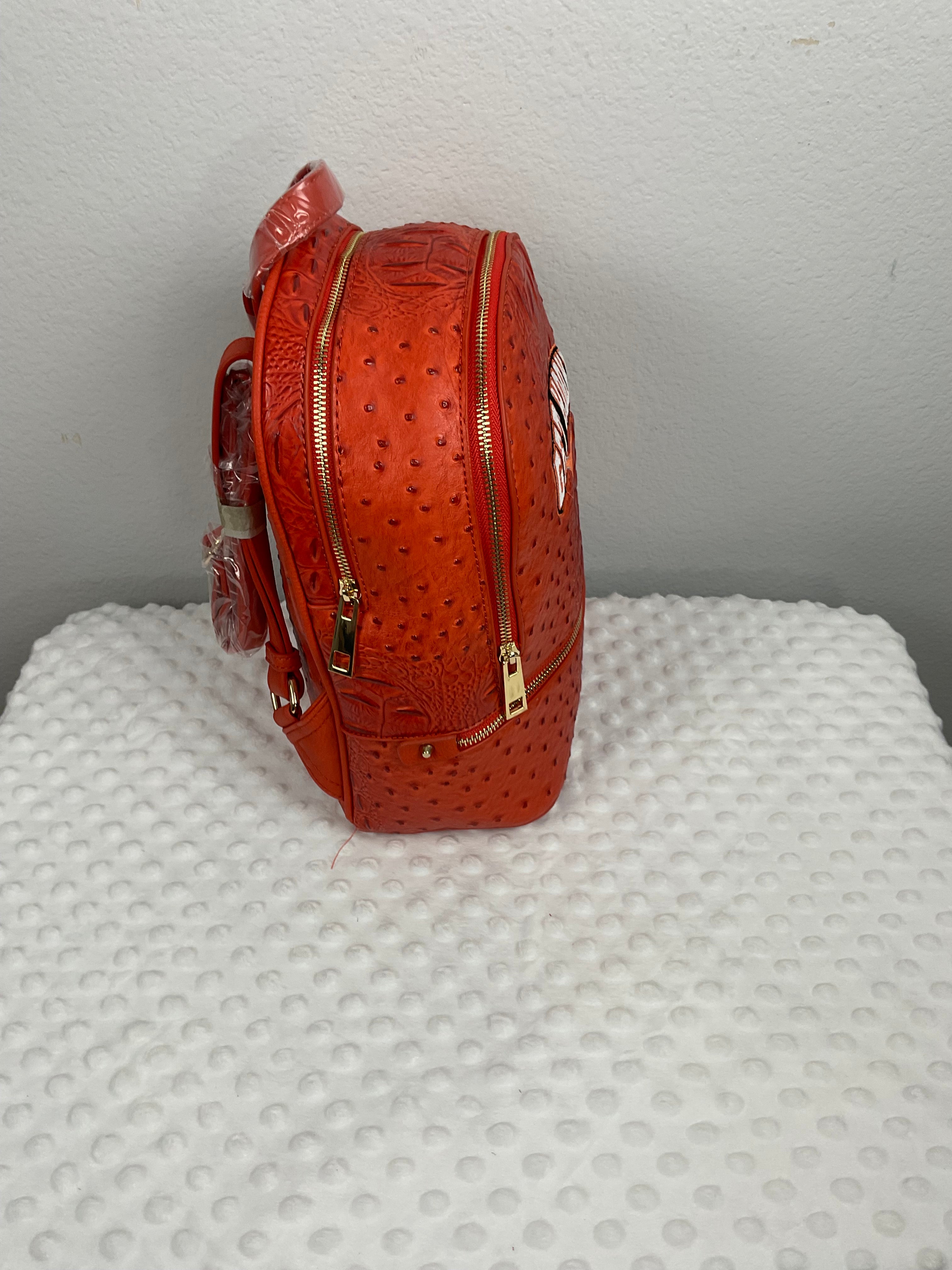 Texas Longhorns "Get Hooked" Mini Backpack & Wallet Set – Burnt Orange Ostrich & Croc Embossed