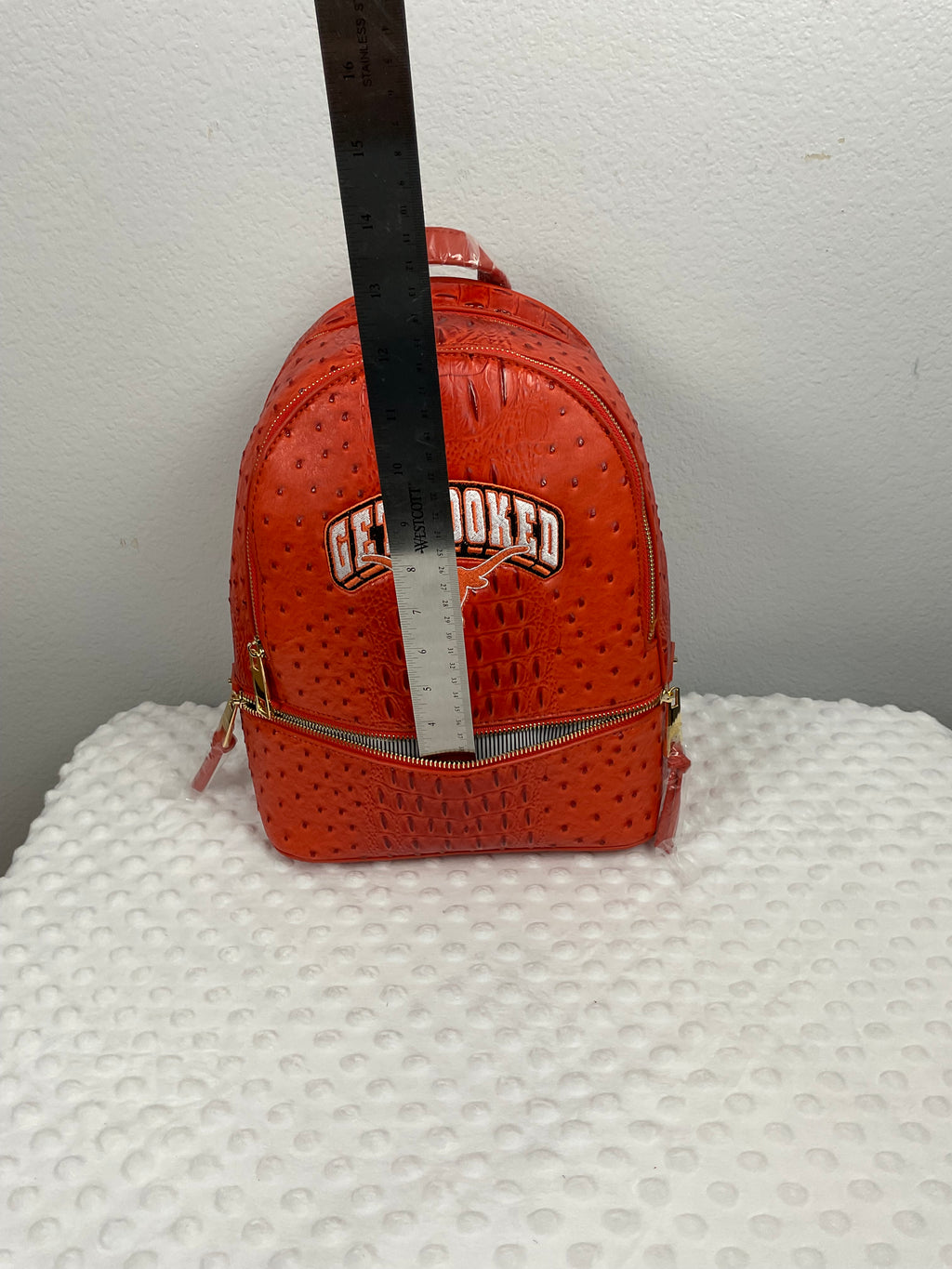 Texas Longhorns "Get Hooked" Mini Backpack & Wallet Set – Burnt Orange Ostrich & Croc Embossed