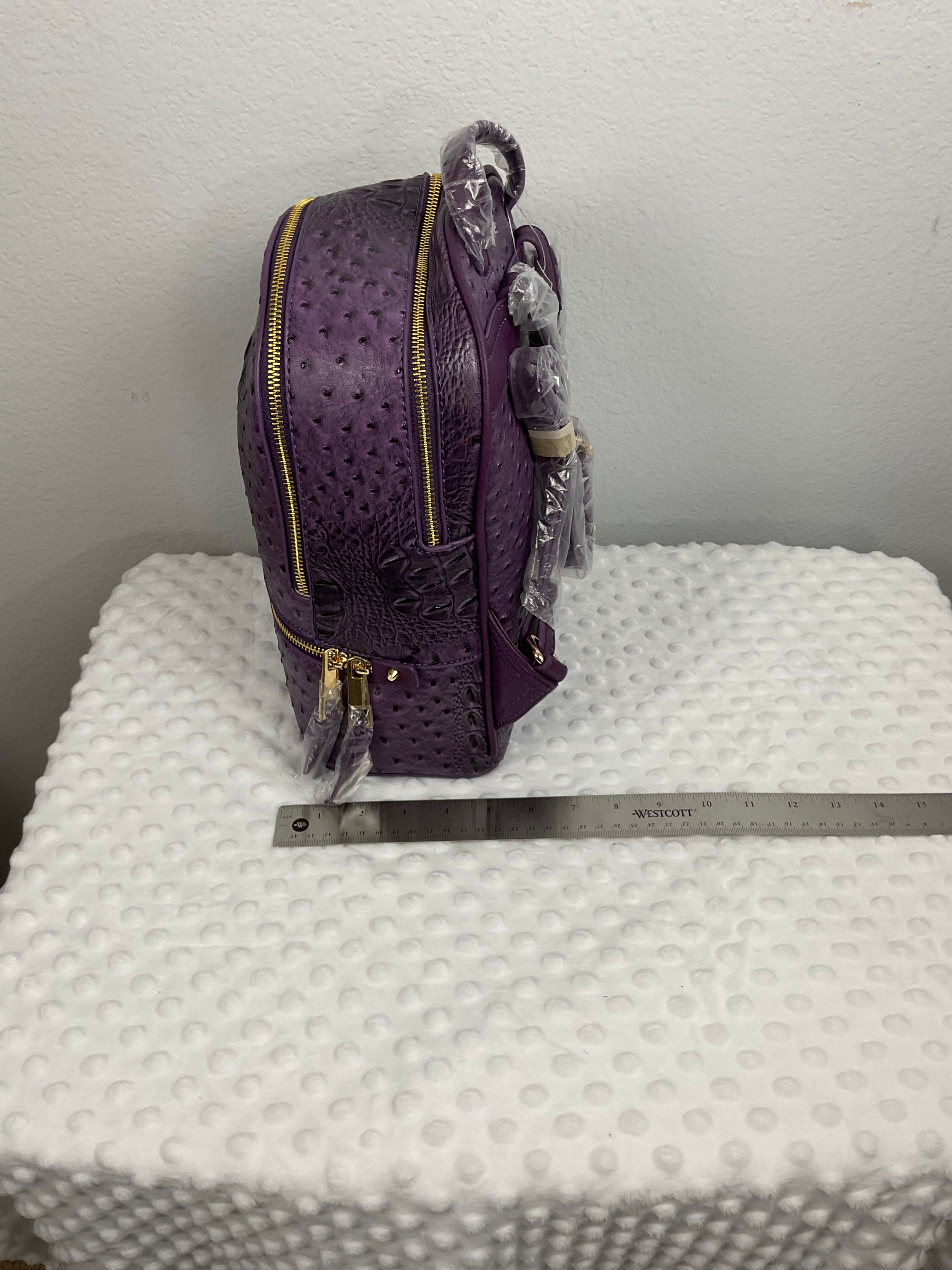 LSU Tigers Mini Backpack & Wallet Set – Purple Ostrich & Croc Embossed