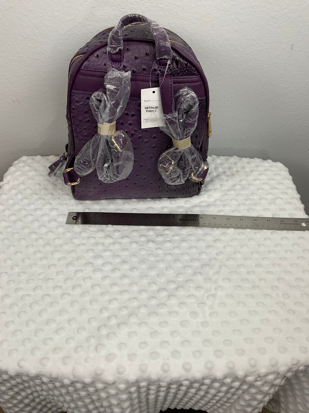 LSU Tigers Mini Backpack & Wallet Set – Purple Ostrich & Croc Embossed