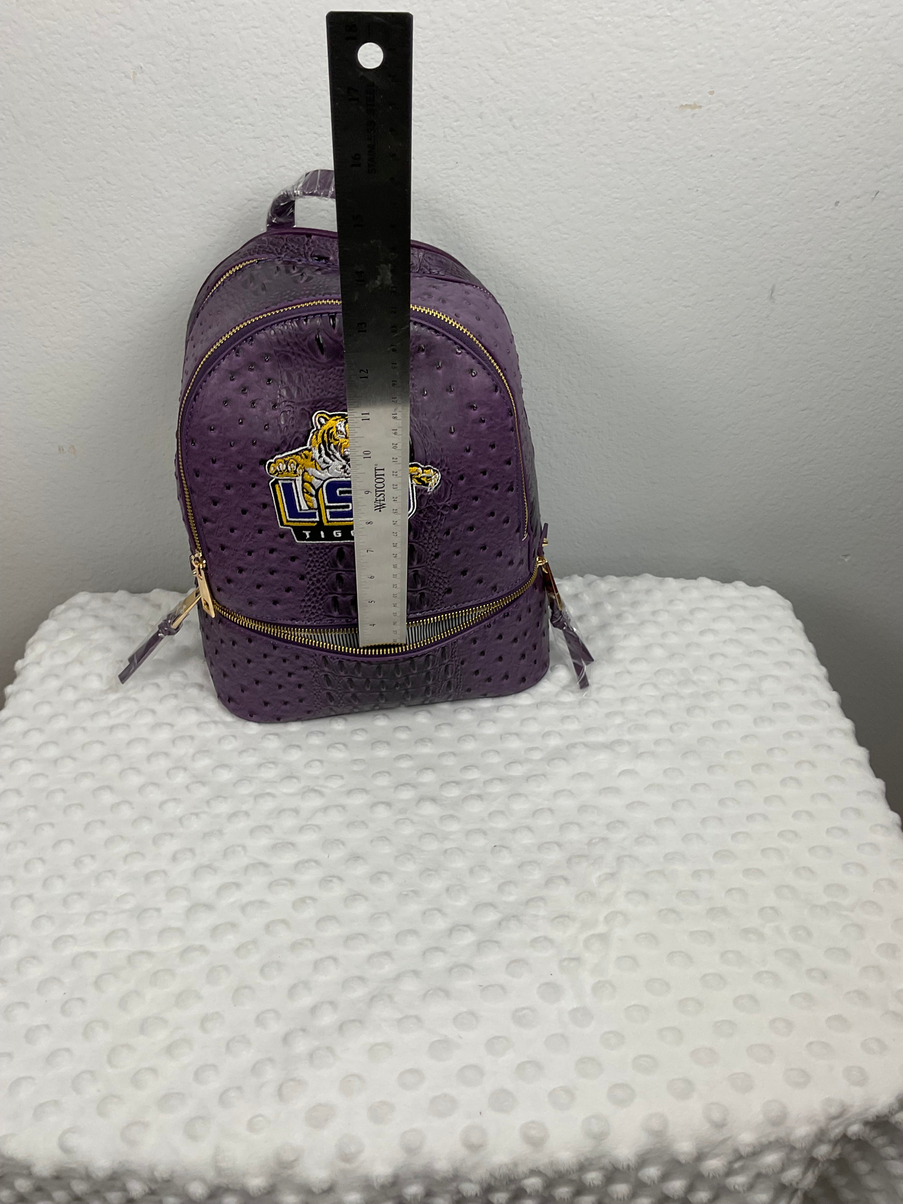 LSU Tigers Mini Backpack & Wallet Set – Purple Ostrich & Croc Embossed
