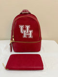 University of Houston Mini backpack with matching colored wallet