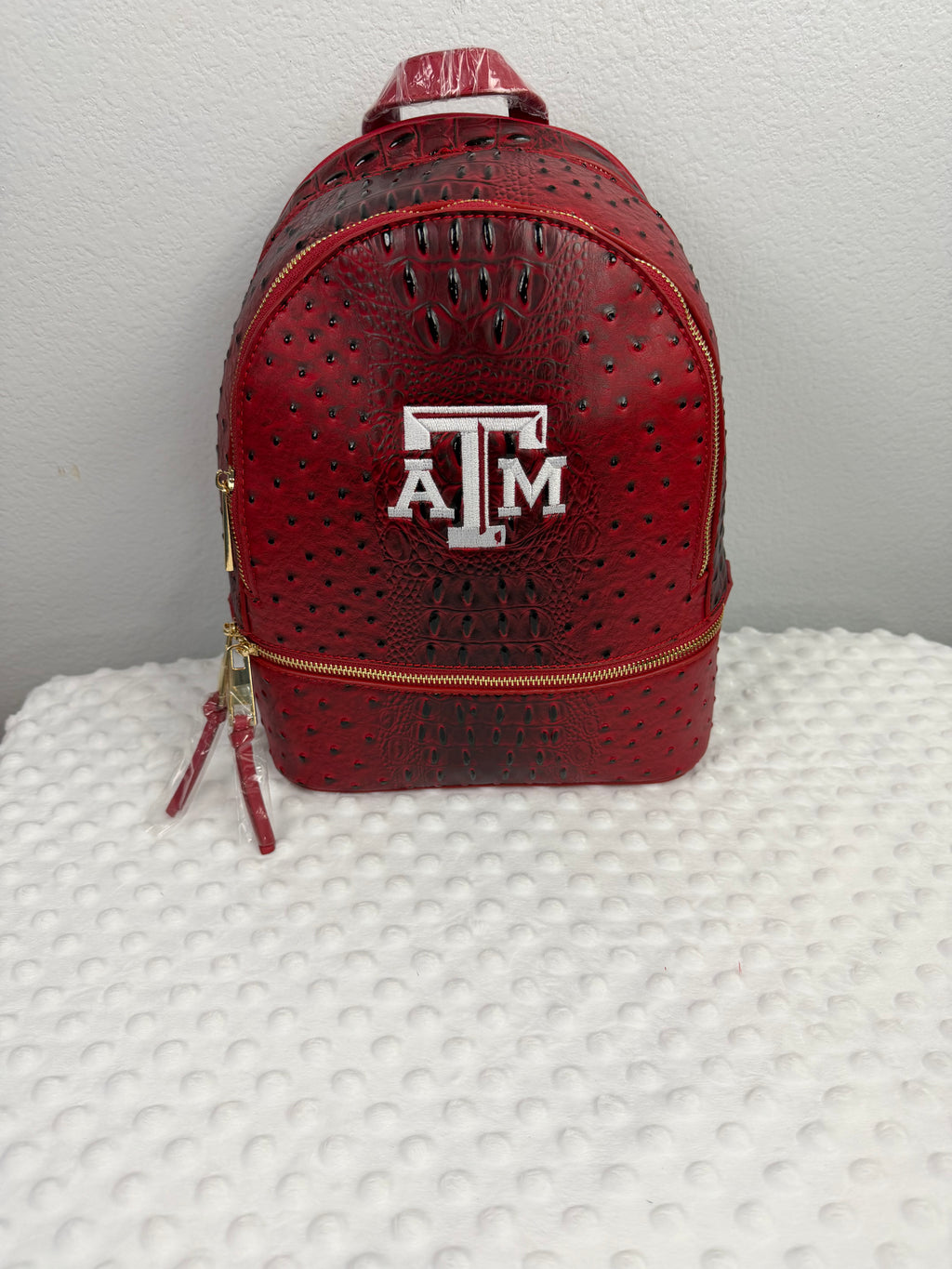 Texas A&M Aggies Mini Backpack – Maroon Ostrich & Croc Embossed